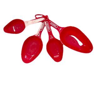Sturdy Plastic Farberware Nesting Measuring Scoops 1, 1/2, 1/3, & 1/4 Cup Red